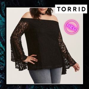 💕NEW💕 TORRID Bell Sleeve Lace Off Shoulder Top #Tbell0lace5f